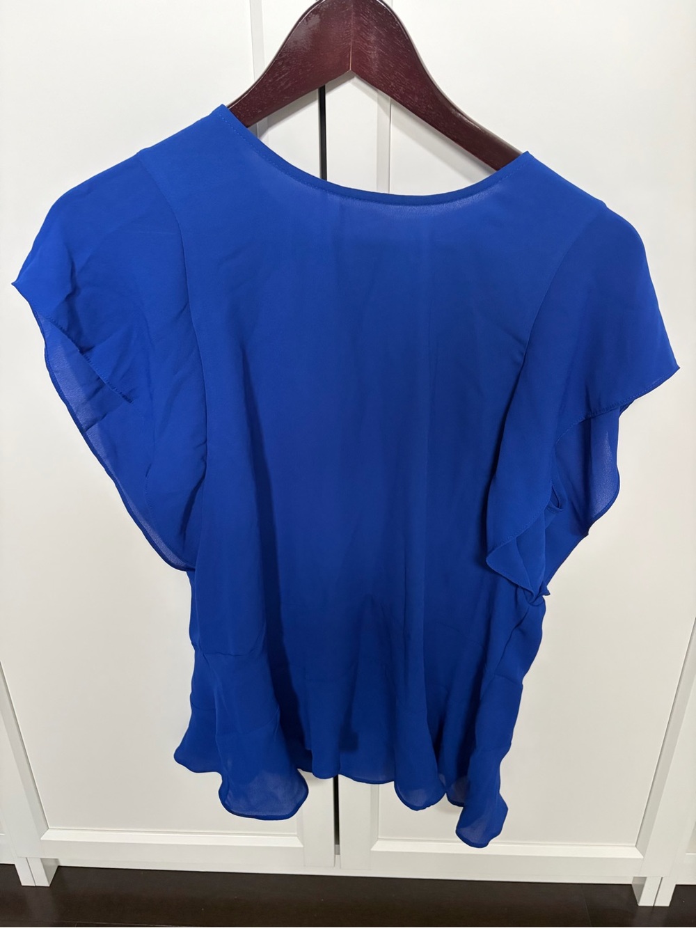 Flutter Sleeve Blouse in Cobalt Blue